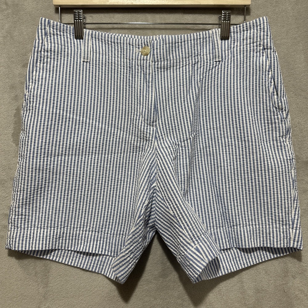 Talbots Relaxed Chino Shorts Women's Size 8 Striped  Seersucker Fly‎ Flat Front